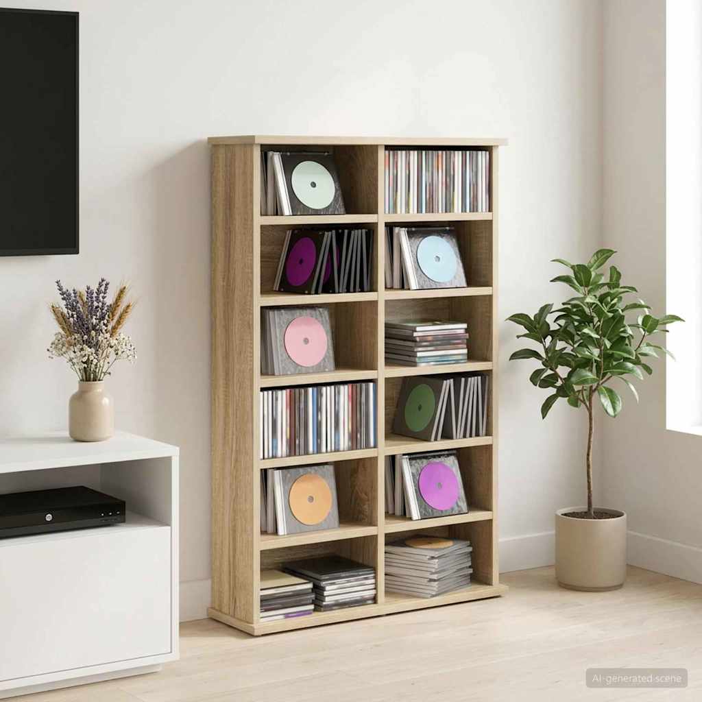 vidaXL CD Cabinet Sonoma Oak 60 x 17 x 92 cm Engineered Wood