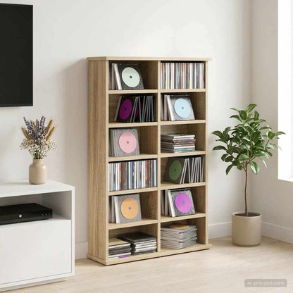 vidaXL CD Cabinet Sonoma Oak 60 x 17 x 92 cm Engineered Wood