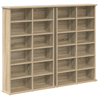 vidaXL CD Cabinet 2 pcs Sonoma Oak 60 x 17 x 92 cm Engineered Wood