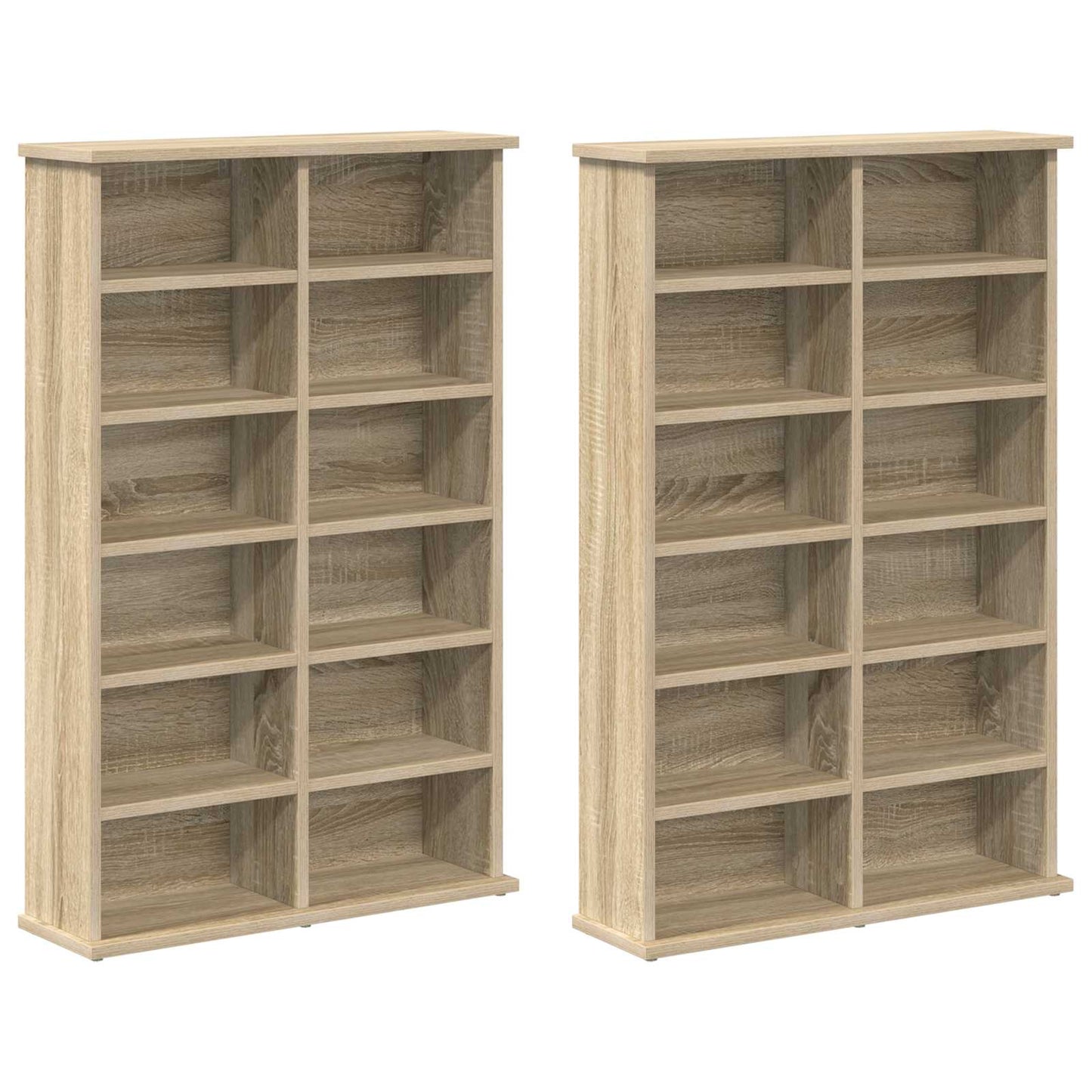 vidaXL CD Cabinet 2 pcs Sonoma Oak 60 x 17 x 92 cm Engineered Wood