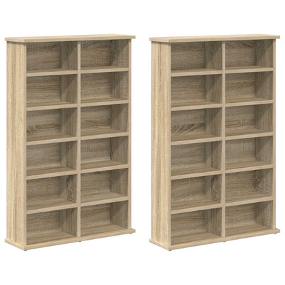 vidaXL CD Cabinet 2 pcs Sonoma Oak 60 x 17 x 92 cm Engineered Wood