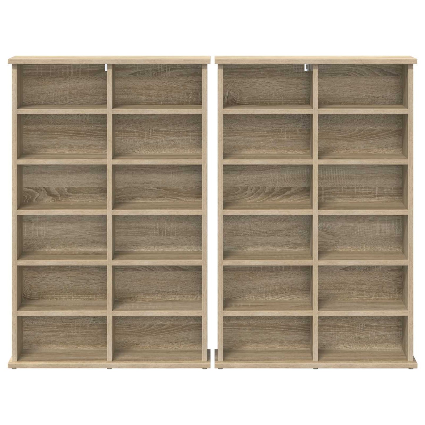 vidaXL CD Cabinet 2 pcs Sonoma Oak 60 x 17 x 92 cm Engineered Wood