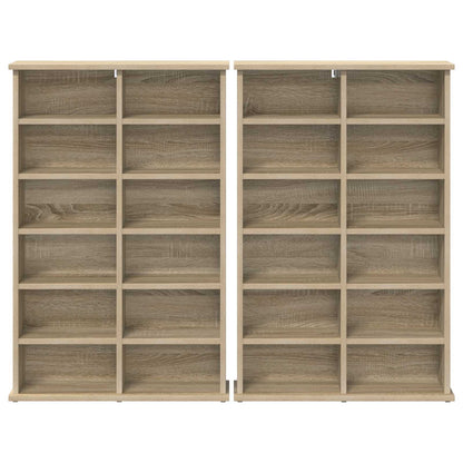 vidaXL CD Cabinet 2 pcs Sonoma Oak 60 x 17 x 92 cm Engineered Wood