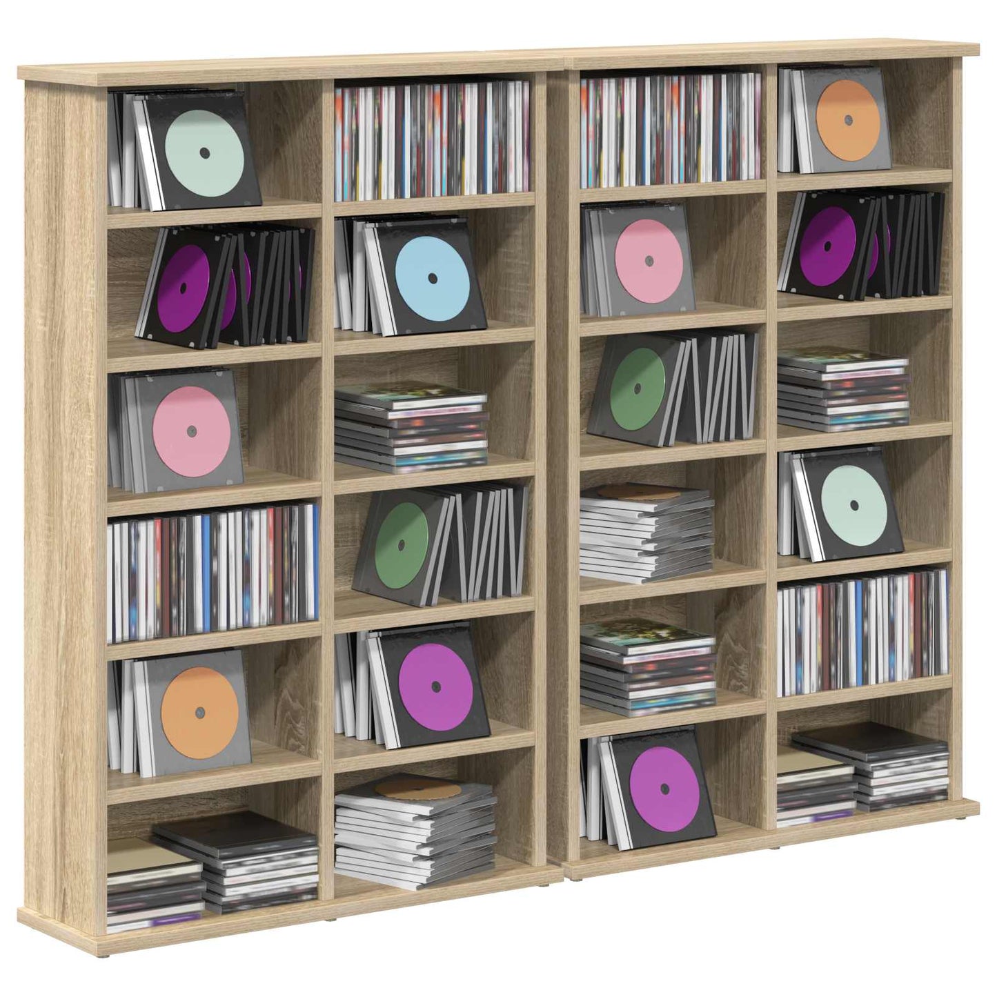vidaXL CD Cabinet 2 pcs Sonoma Oak 60 x 17 x 92 cm Engineered Wood