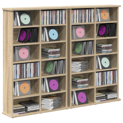 vidaXL CD Cabinet 2 pcs Sonoma Oak 60 x 17 x 92 cm Engineered Wood