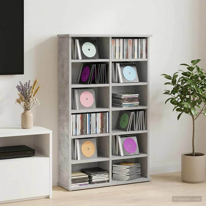 vidaXL CD Cabinet Concrete Grey 60 x 17 x 92 cm Engineered Wood