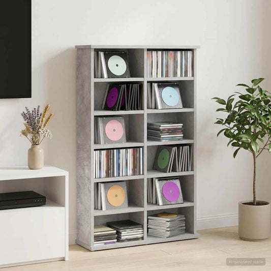 vidaXL CD Cabinet Concrete Grey 60 x 17 x 92 cm Engineered Wood