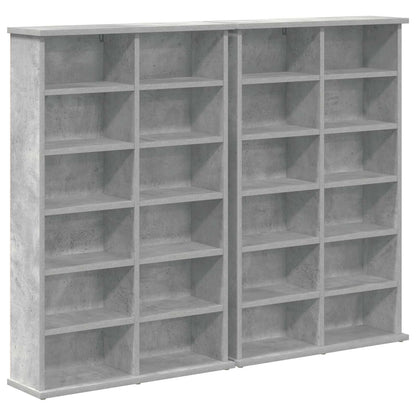 vidaXL CD Cabinet 2 pcs Concrete Grey 60 x 17 x 92 cm Engineered Wood