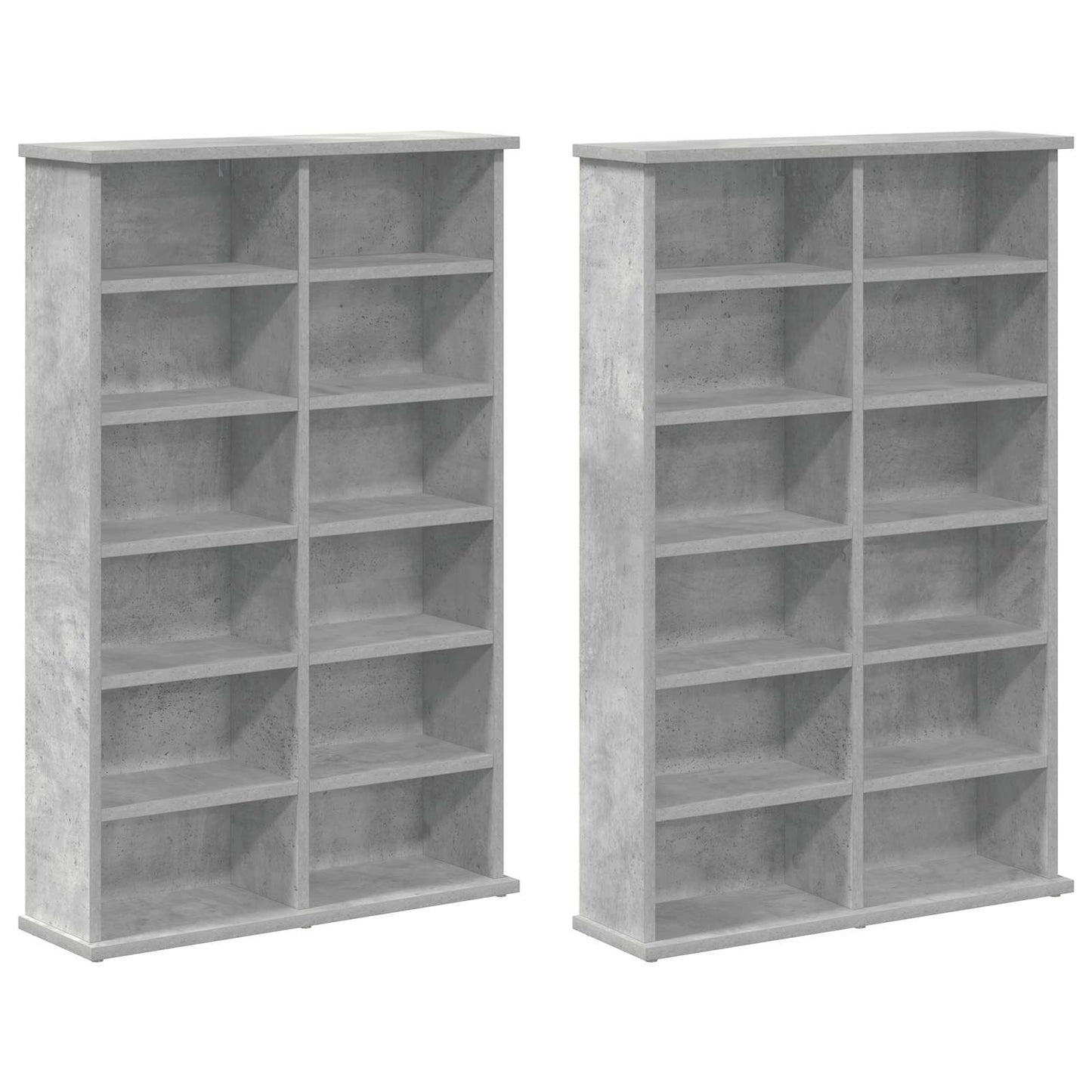 vidaXL CD Cabinet 2 pcs Concrete Grey 60 x 17 x 92 cm Engineered Wood