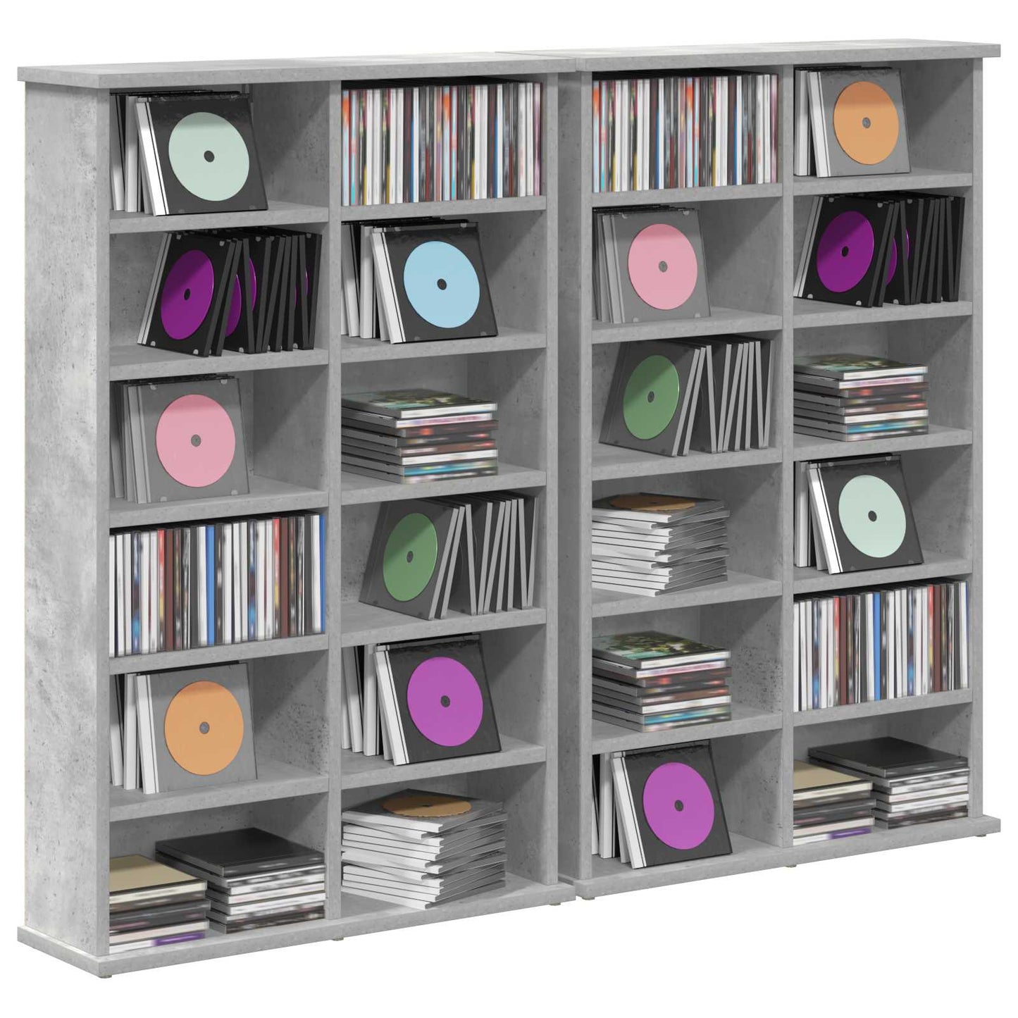 vidaXL CD Cabinet 2 pcs Concrete Grey 60 x 17 x 92 cm Engineered Wood