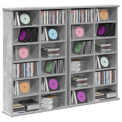 vidaXL CD Cabinet 2 pcs Concrete Grey 60 x 17 x 92 cm Engineered Wood