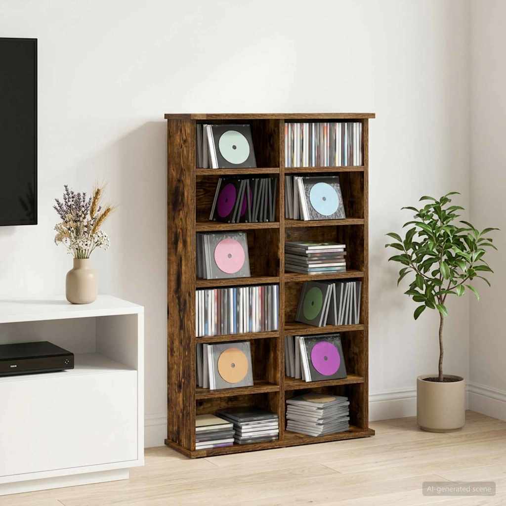 vidaXL CD Cabinet Smoked Oak 60 x 17 x 92 cm Engineered Wood