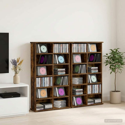 vidaXL CD Cabinet 2 pcs Smoked Oak 60 x 17 x 92 cm Engineered Wood