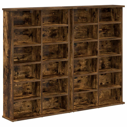 vidaXL CD Cabinet 2 pcs Smoked Oak 60 x 17 x 92 cm Engineered Wood