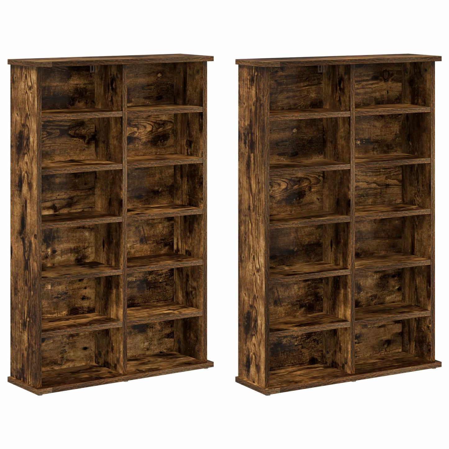 vidaXL CD Cabinet 2 pcs Smoked Oak 60 x 17 x 92 cm Engineered Wood