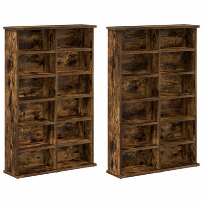 vidaXL CD Cabinet 2 pcs Smoked Oak 60 x 17 x 92 cm Engineered Wood