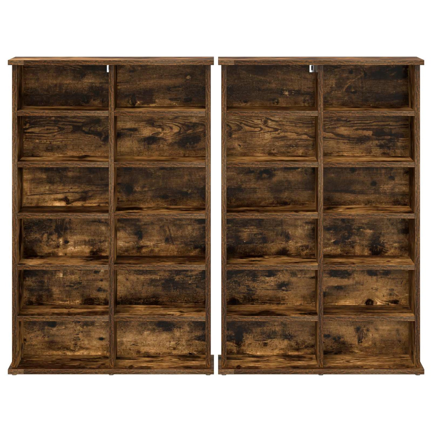 vidaXL CD Cabinet 2 pcs Smoked Oak 60 x 17 x 92 cm Engineered Wood