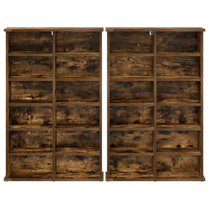 vidaXL CD Cabinet 2 pcs Smoked Oak 60 x 17 x 92 cm Engineered Wood