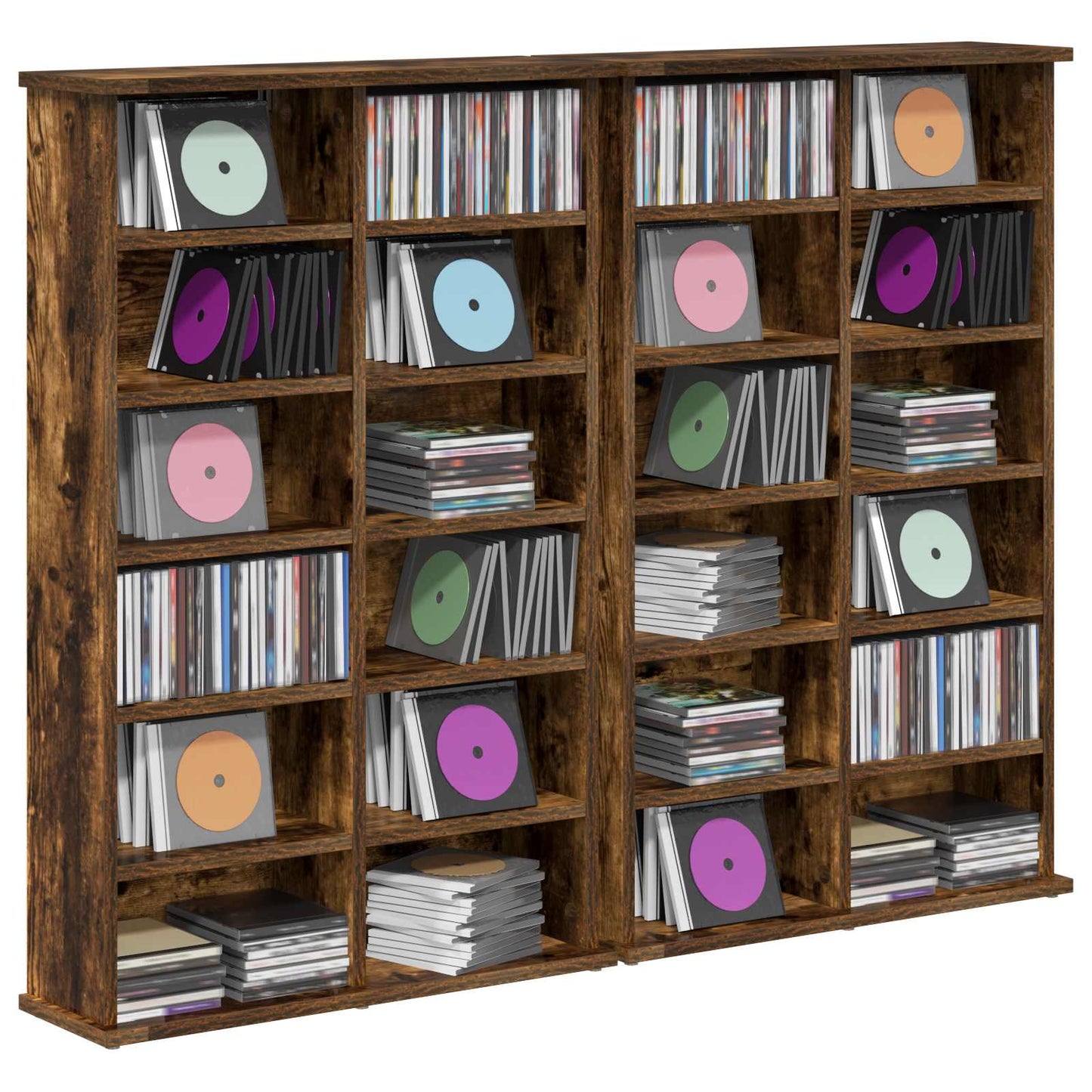 vidaXL CD Cabinet 2 pcs Smoked Oak 60 x 17 x 92 cm Engineered Wood