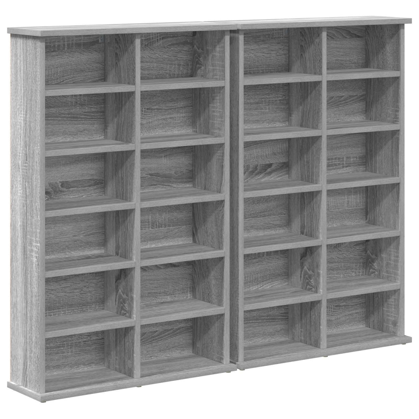 vidaXL CD Cabinet 2 pcs Grey Sonoma 60 x 17 x 92 cm Engineered Wood