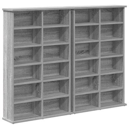 vidaXL CD Cabinet 2 pcs Grey Sonoma 60 x 17 x 92 cm Engineered Wood