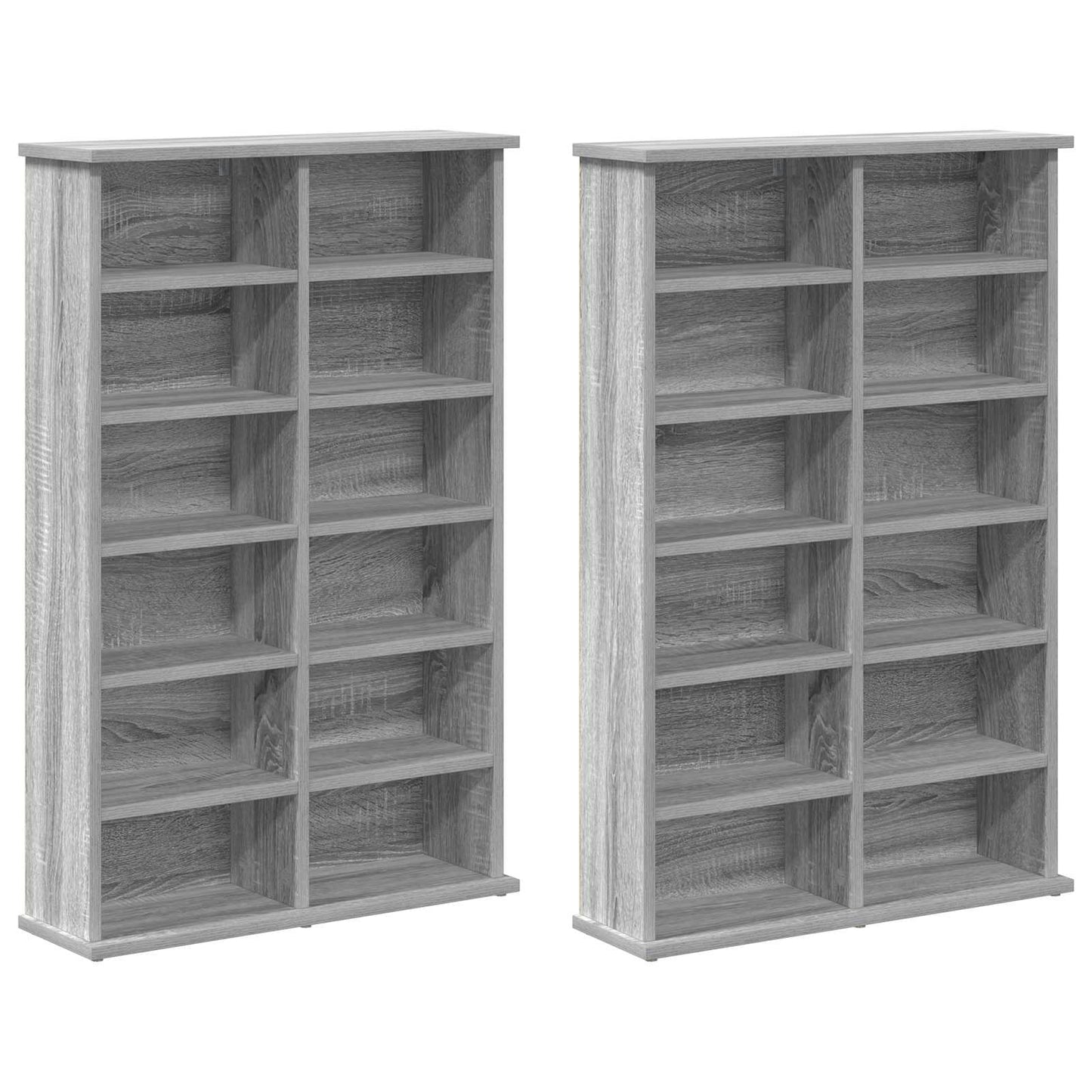 vidaXL CD Cabinet 2 pcs Grey Sonoma 60 x 17 x 92 cm Engineered Wood