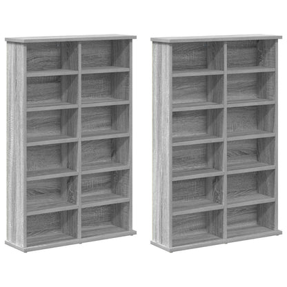 vidaXL CD Cabinet 2 pcs Grey Sonoma 60 x 17 x 92 cm Engineered Wood