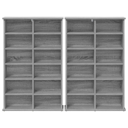 vidaXL CD Cabinet 2 pcs Grey Sonoma 60 x 17 x 92 cm Engineered Wood