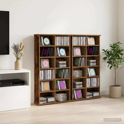 vidaXL CD Cabinet 2 pcs Old Wood 60 x 17 x 92 cm Engineered Wood