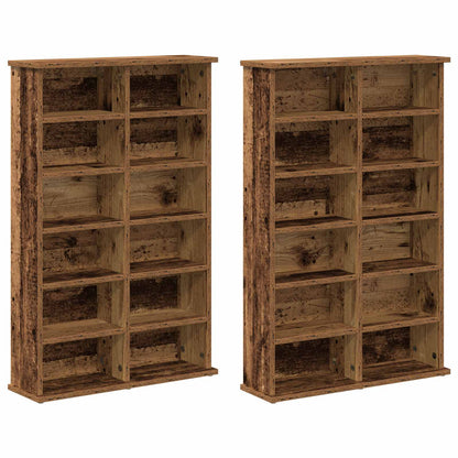 vidaXL CD Cabinet 2 pcs Old Wood 60 x 17 x 92 cm Engineered Wood