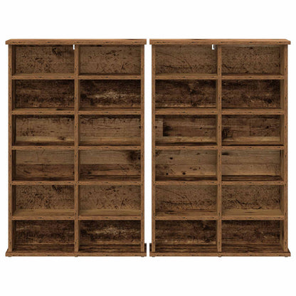 vidaXL CD Cabinet 2 pcs Old Wood 60 x 17 x 92 cm Engineered Wood