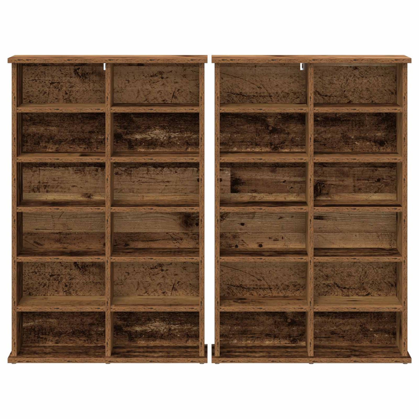 vidaXL CD Cabinet 2 pcs Old Wood 60 x 17 x 92 cm Engineered Wood