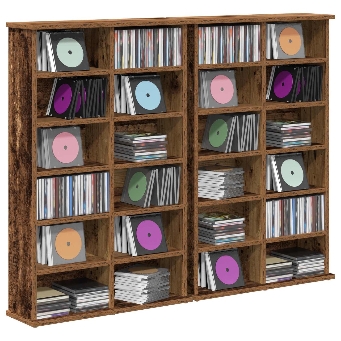 vidaXL CD Cabinet 2 pcs Old Wood 60 x 17 x 92 cm Engineered Wood