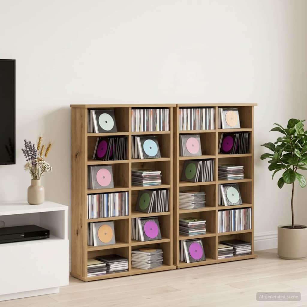 vidaXL CD Cabinet 2 pcs Artisan Oak 60 x 17 x 92 cm Engineered Wood