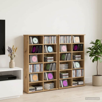 vidaXL CD Cabinet 2 pcs Artisan Oak 60 x 17 x 92 cm Engineered Wood