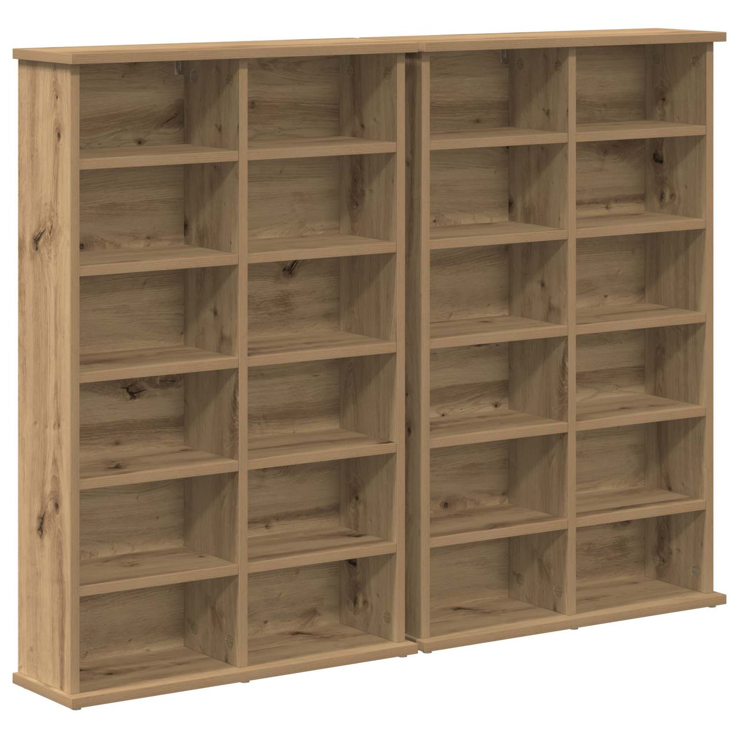 vidaXL CD Cabinet 2 pcs Artisan Oak 60 x 17 x 92 cm Engineered Wood