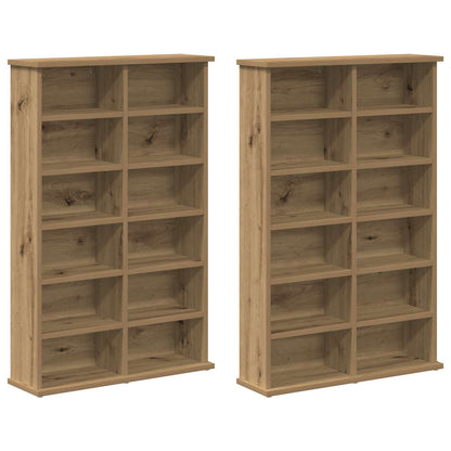vidaXL CD Cabinet 2 pcs Artisan Oak 60 x 17 x 92 cm Engineered Wood