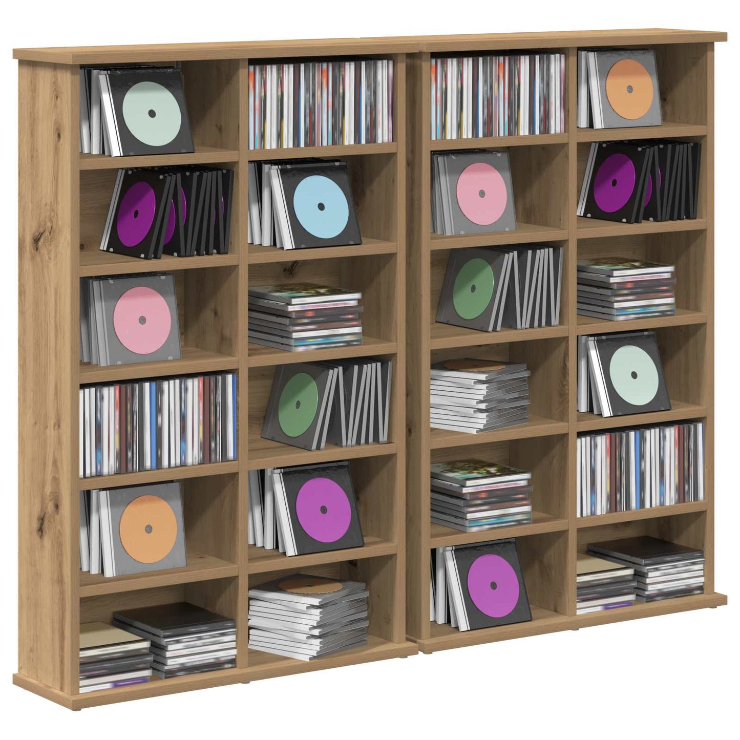 vidaXL CD Cabinet 2 pcs Artisan Oak 60 x 17 x 92 cm Engineered Wood