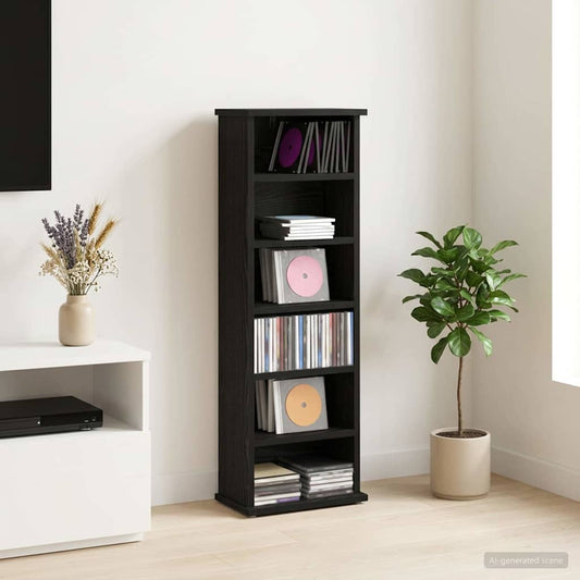 vidaXL CD Cabinet Black Oak 32 x 17 x 92 cm Engineered Wood