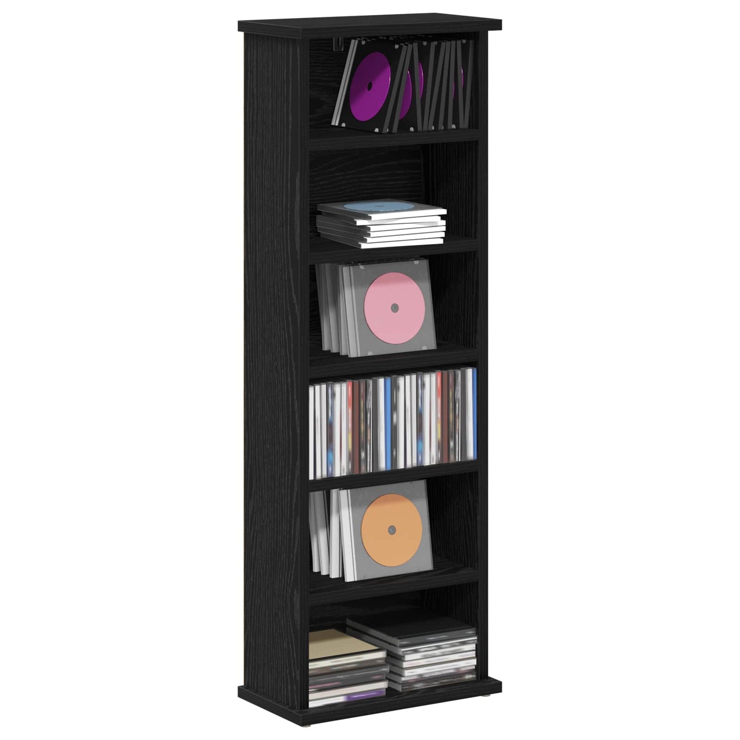 vidaXL CD Cabinet Black Oak 32 x 17 x 92 cm Engineered Wood