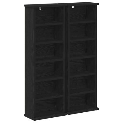 vidaXL CD Cabinet 2 pcs Black Oak 32 x 17 x 92 cm Engineered Wood