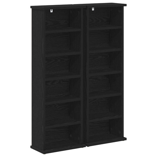 vidaXL CD Cabinet 2 pcs Black Oak 32 x 17 x 92 cm Engineered Wood