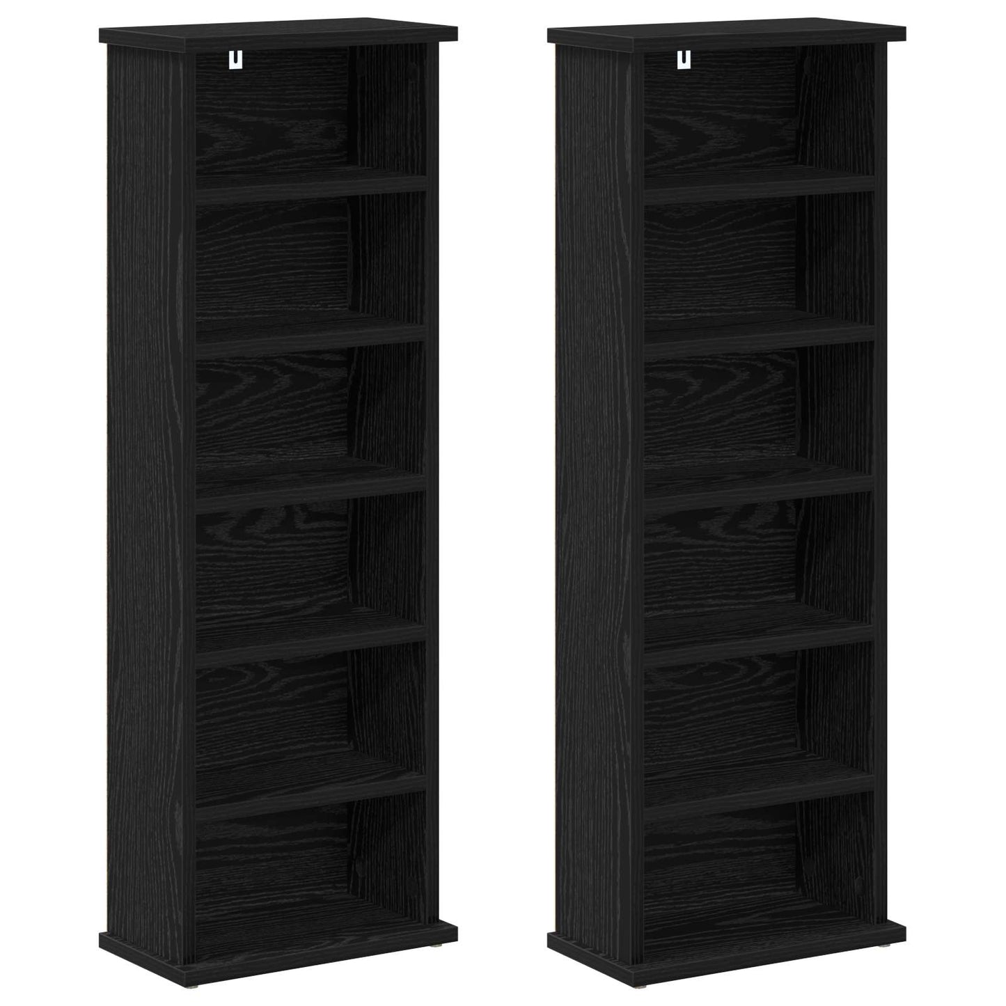 vidaXL CD Cabinet 2 pcs Black Oak 32 x 17 x 92 cm Engineered Wood