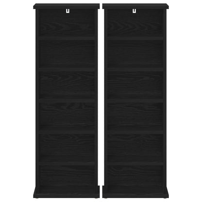 vidaXL CD Cabinet 2 pcs Black Oak 32 x 17 x 92 cm Engineered Wood
