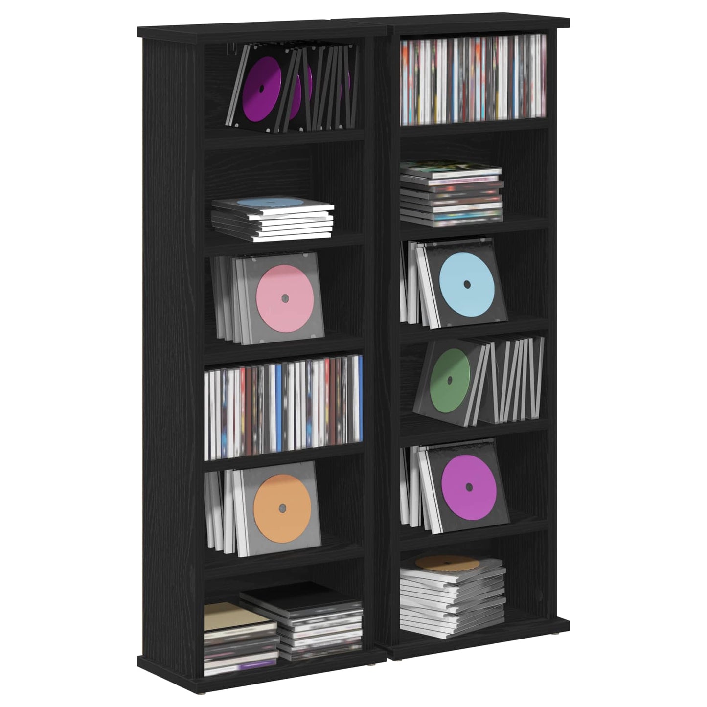 vidaXL CD Cabinet 2 pcs Black Oak 32 x 17 x 92 cm Engineered Wood