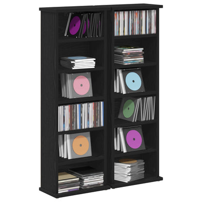 vidaXL CD Cabinet 2 pcs Black Oak 32 x 17 x 92 cm Engineered Wood