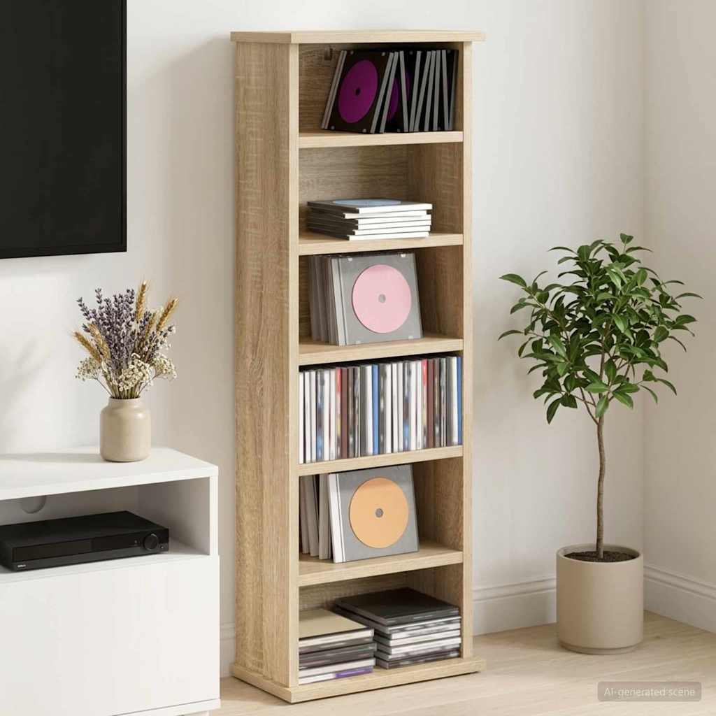 vidaXL CD Cabinet Sonoma Oak 32 x 17 x 92 cm Engineered Wood