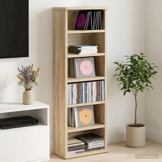 vidaXL CD Cabinet Sonoma Oak 32 x 17 x 92 cm Engineered Wood