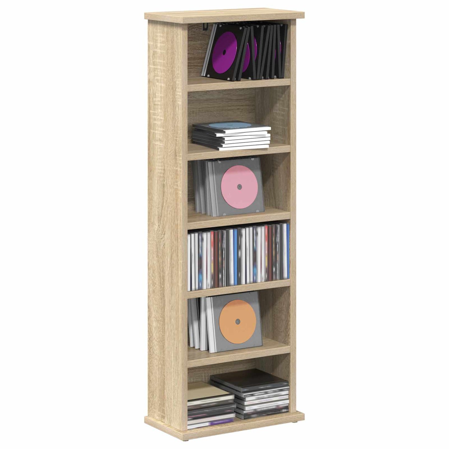 vidaXL CD Cabinet Sonoma Oak 32 x 17 x 92 cm Engineered Wood