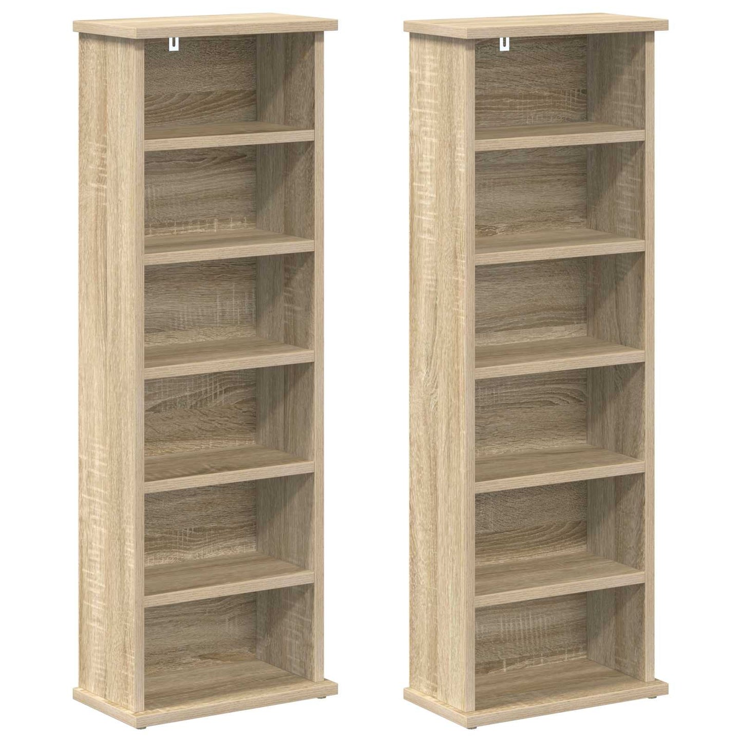 vidaXL CD Cabinet 2 pcs Sonoma Oak 32 x 17 x 92 cm Engineered Wood